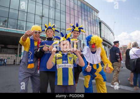 Wembley Stadion, London, UK. Samstag, 25. August 2018 - Die 117 Inszenierung der Ladbrokes Challenge Cup Rugby League Finale im Wembley Stadium zwischen Warrington Wölfe (die Leitung) und Katalanisch Drachen. Beide Mannschaften spielen in der Super League Credit: John Hopkins/Alamy leben Nachrichten Stockfoto
