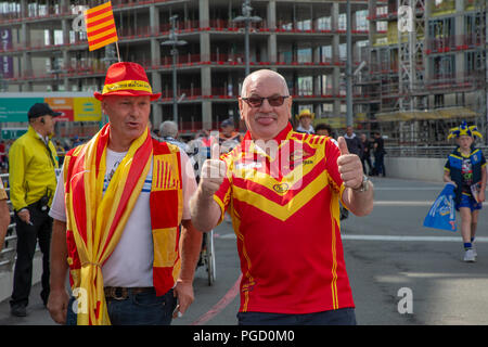 Wembley Stadion, London, UK. Samstag, 25. August 2018 - Die 117 Inszenierung der Ladbrokes Challenge Cup Rugby League Finale im Wembley Stadium zwischen Warrington Wölfe (die Leitung) und Katalanisch Drachen. Beide Mannschaften spielen in der Super League Credit: John Hopkins/Alamy leben Nachrichten Stockfoto