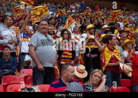 Wembley Stadion, London, UK. Samstag, 25. August 2018 - Die 117 Inszenierung der Ladbrokes Challenge Cup Rugby League Finale im Wembley Stadium zwischen Warrington Wölfe (die Leitung) und Katalanisch Drachen. Beide Mannschaften spielen in der Super League Credit: John Hopkins/Alamy leben Nachrichten Stockfoto