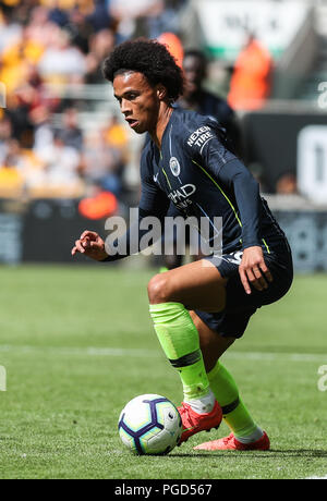 Wolverhampton, Großbritannien. 25. Aug 2018. Leroy Sane von Manchester City in der Premier League Match zwischen Wolverhampton Wanderers und Manchester City an molineux am 25. August 2018 in Wolverhampton, England. (Foto von John rainford/phcimages.com) Credit: PHC Images/Alamy leben Nachrichten Stockfoto