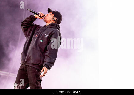 Travis Scott führt live auf der Bühne bei Leeds Festival, UK, 25. Juni 2018. Stockfoto