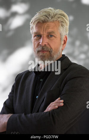 Edinburgh, Großbritannien. 25 Aug, 2018. Karl Ove Knausgaard, norwegischer Schriftsteller, einen Vortrag an der Edinburgh International Book Festival 2018 in seinem Buch Das Ende, letzte Teil der autobiographischen Mein Kampf Romane. Schottland Kredit: Pauline Keightley/Alamy leben Nachrichten Stockfoto