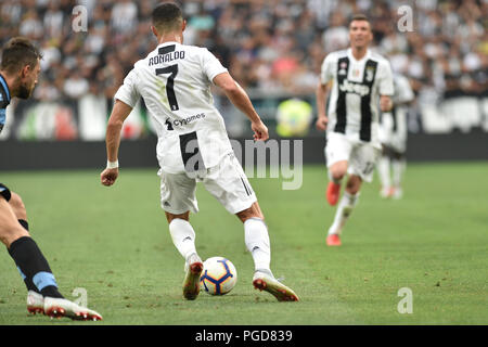 Turin, Italien. 25 Aug, 2018. Cristiano Ronaldo (Juventus Turin), während die Serie ein Fußballspiel zwischen FC Juventus und SS Lazio bei Allianz Stadion am 25 August, 2018 in Turin, Italien. Credit: Antonio Polia/Alamy leben Nachrichten Stockfoto