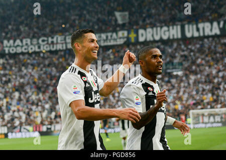 Turin, Italien. 25 Aug, 2018. Cristiano Ronaldo (Juventus Turin), während die Serie ein Fußballspiel zwischen FC Juventus und SS Lazio bei Allianz Stadion am 25 August, 2018 in Turin, Italien. Credit: Antonio Polia/Alamy leben Nachrichten Stockfoto