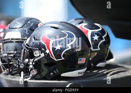 August 25, 2018 Los Angeles, CA. Houston Texans Helme während der NFL Houston Texans vs Los Angeles Rams im Los Angeles Memorial Coliseum Los Angeles, Ca am 25. August 2018. Jevone Moore Stockfoto