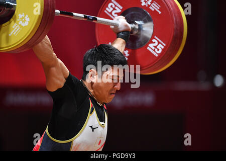 Jakarta, Indonesien. Credit: MATSUO. 24 Aug, 2018. Toshiki Yamamoto (JPN) Gewichtheben: Männer 85 kg bei JIExpo Kemayoran Halle A während der 2018 Jakarta Palembang Asian Games in Jakarta, Indonesien. Credit: MATSUO. K/LBA SPORT/Alamy leben Nachrichten Stockfoto