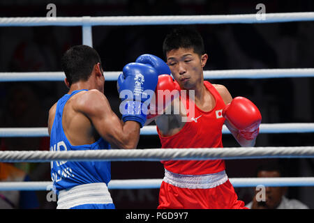 Jakarta, Indonesien. Credit: MATSUO. 24 Aug, 2018. Ryomei Tanaka (JPN) Boxing: Männer Fliegen (52 kg) bei JIExpo Kemayoran Halle C während der 2018 Jakarta Palembang Asian Games in Jakarta, Indonesien. Credit: MATSUO. K/LBA SPORT/Alamy leben Nachrichten Stockfoto