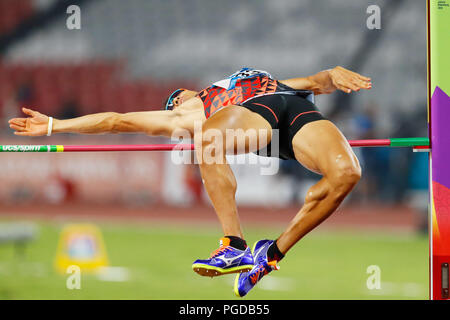 Jakarta, Indonesien. 25 Aug, 2018. Keisuke Ushiro (JPN) Leichtathletik: Männer Zehnkampf Hochsprung im Gelora Bung Karno Main Stadium während der 2018 Jakarta Palembang Asian Games in Jakarta, Indonesien. Credit: Naoki Morita/LBA SPORT/Alamy leben Nachrichten Stockfoto