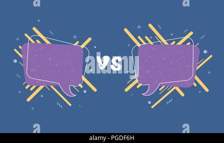 Gegen Vorlage mit Sprechblasen und geometrische Komposition. VS Bildschirm mit leeren Raum. Schlacht Hintergrund. Vector Illustration. Stock Vektor