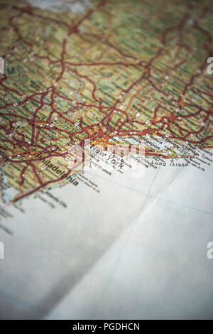 Karte anzeigen New York in den Vereinigten Staaten von Amerika Stockfoto