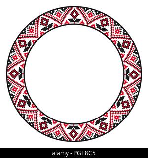 Traditionelle runde Stickerei. Vector Illustration der ethnischen Runde geometrische gestickte Muster für Ihr Design Stock Vektor