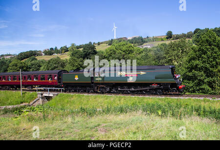 Howarth, Yorkshire, England, Juni 26 2018 City of Wells Klasse Dampfmaschine 34092 eine ‘West Country’ Klasse 4-6-2 Lok, Stockfoto