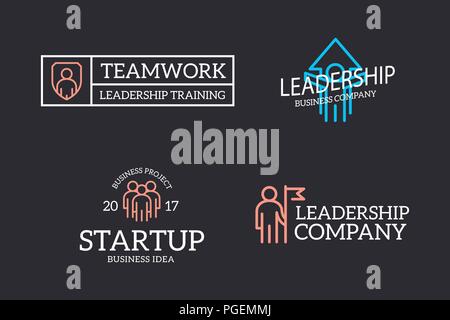 Satz von Retro Vintage Humanressourcen, Teamarbeit, Kundensupport, Unternehmen Sicherheit, Erfolg logo oder Abzeichen, Embleme, Etiketten und Abzeichen und andere branding Objekte. Vektor Linienstil Stock Vektor