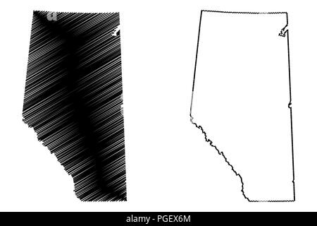 Alberta (Provinzen und Territorien Kanadas) Karte Vektor-illustration, kritzeln Skizze Alberta Karte Stock Vektor