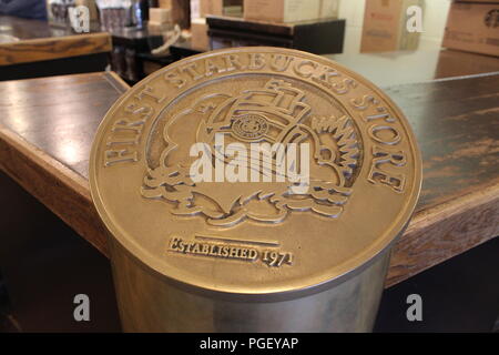 Erste Starbucks Store, Seattle, Washington, USA Stockfoto