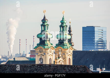 Skyline von Linz (Österreich) Stockfoto