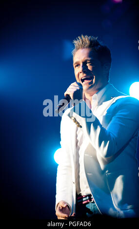 Flämische Sänger Christoff in Konzert beim Schlagerfestival in Hasselt (Belgien, 31/03/2013) Stockfoto