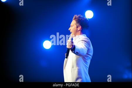 Flämische Sänger Christoff in Konzert beim Schlagerfestival in Hasselt (Belgien, 31/03/2013) Stockfoto