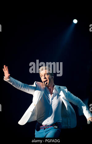 Flämische Sänger Christoff in Konzert beim Schlagerfestival in Hasselt (Belgien, 31/03/2013) Stockfoto