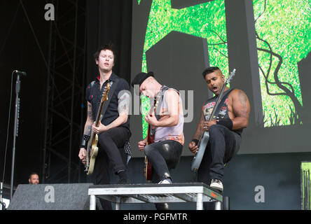 Sum 41 treten am zweiten Tag beim Reading Festival am 25. august 2018 auf der Hauptbühne auf Stockfoto