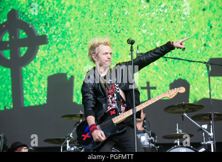 Sum 41 treten am zweiten Tag beim Reading Festival am 25. august 2018 auf der Hauptbühne auf Stockfoto