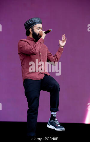 Protoje tritt am zweiten Tag beim Reading Festival am 25. august 2018 auf der Hauptbühne auf Stockfoto