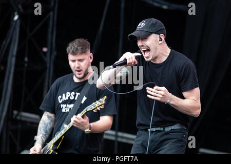 Papierkorb Boot führen Sie live auf der Bühne bei Leeds Festival, UK, 26. August 2018. Stockfoto