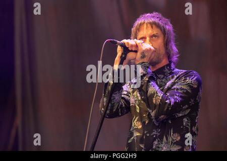 Tinley Park, Illinois, USA. 22 Aug, 2018. PHIL CAMPBELL der Abstinenzbewegung während der langen Goodbye Tour im Hollywood Casino Amphitheater in Tinley Park, Illinois Credit: Daniel DeSlover/ZUMA Draht/Alamy leben Nachrichten Stockfoto