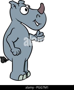 Cartoon Rhino mit Daumen hoch, niedliche Tiere Comic Stil, Vektor, Abbildung Stock Vektor