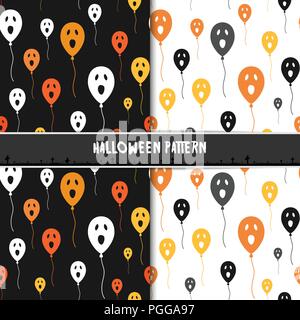 Halloween nahtlose Muster mit niedlichen ghost Luftballons. Design für Hintergrund, Tapeten oder Geschenkpapier. Vector Illustration. Stock Vektor