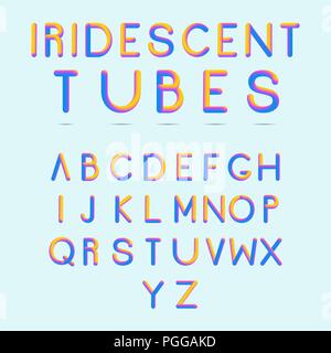 Glänzend Buchstaben. Stilisierte bunte Alphabet mit lebendigen Farben Stock Vektor