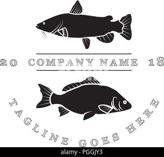 Wels und Karpfen vektor Logo Image Stock Vektor