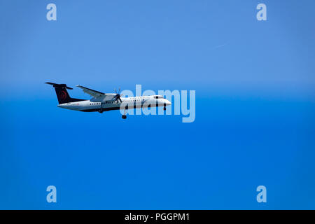 Toronto, Canada-August 20, 2018: Flugzeuge landen in Billy Bishop Toronto City Airport auf Toronto Islands Stockfoto