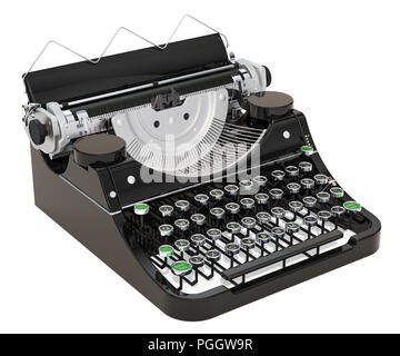 Schreibmaschine, 3D-Rendering auf weißem Hintergrund Stockfoto