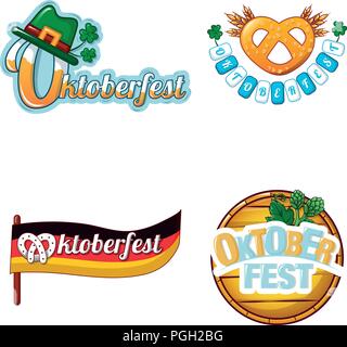 Oktoberfest Bier logo Icon Set, Cartoon Stil Stock Vektor