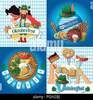 Oktoberfest banner Konzept gesetzt, Cartoon Stil Stock Vektor