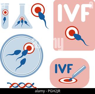 In-vitro-Fertilisation. Sammlung von Vektorgrafiken. Eps 10. Stock Vektor