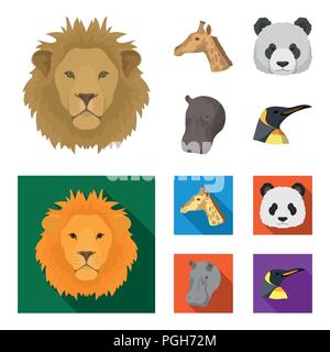 Panda, Giraffe, Flusspferd, Penguin, realistische Tiere Sammlung Icons im Cartoon, flacher Stil vektor Symbol lieferbar Abbildung. Stock Vektor