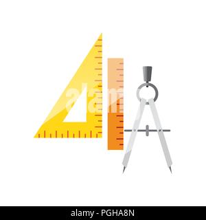 Schulmaterial für Mathe, Zeichnung Lektion Symbole Stock Vektor