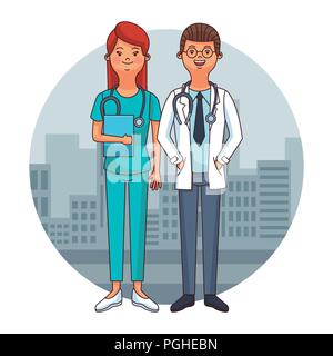 Ärzte Team cartoons Stock Vektor