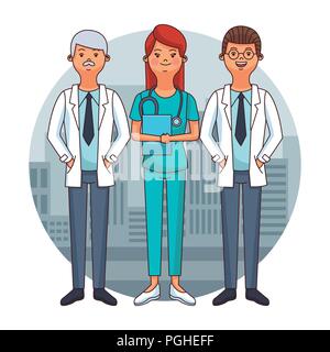 Ärzte Team cartoons Stock Vektor