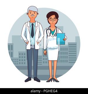 Ärzte Team cartoons Stock Vektor