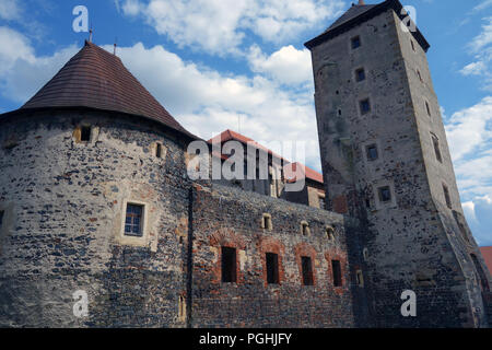 Gotische Türme der Burg Svihov in Pilsen Region Südböhmen in der Tschechischen Republik Stockfoto