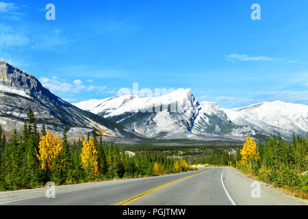 Die Straße 93 schöne "Icefield Parkway" im Herbst Jasper National Park, Kanada Stockfoto