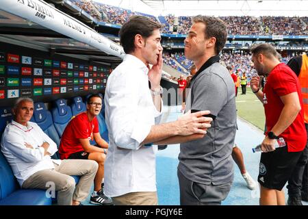 Spanien - 26. August: Valencia CF manager Marcelino Garcia Toral und RCD Espanyol manager Joan Francesc Ferrer Sicilia, "Rubi" während des Spiels zwischen RCD Espanyol v Valencia für die Runde 2 der Liga Santander, an Cornella-El Prat Stadion am 26. August 2018 in Barcelona, Spanien gespielt. (Credit: Urbanandsport/Cordon Drücken) Credit: CORDON PRESSE/Alamy leben Nachrichten Stockfoto