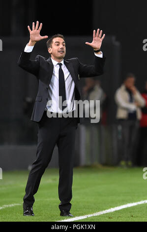 Udine, Italien, 26. August 2018. Udinese der Haupttrainer Gesten während des Fußballspiels zwischen Udinese und Sampdoria bei Dacia Arena. foto Simone Ferraro/Alamy leben Nachrichten Stockfoto