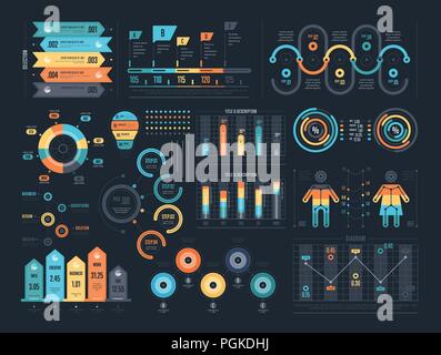 Infografik Elemente auf dunklem Hintergrund Stock Vektor