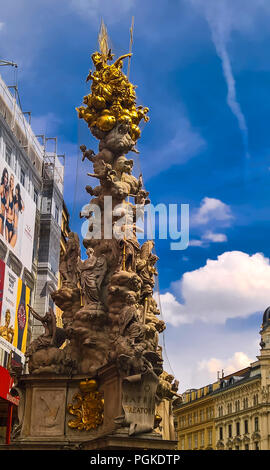 Blick auf die Pestsäule in Wien, Österreich Stockfoto