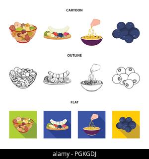 Gemischte Nüsse, Obst und anderen Lebensmitteln. Essen set Sammlung Icons im Cartoon, Outline, flacher Stil vektor Symbol lieferbar Abbildung. Stock Vektor