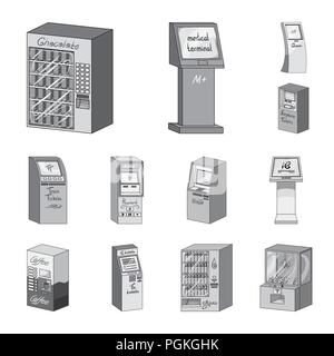 Vielzahl von Klemmen monochrome Icons im Set Sammlung für Design. ATM und Handel gerät Vektor Symbol lieferbar Abbildung. Stock Vektor